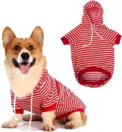 🐶 striped red dog hoodie sweatshirt pet clothes with hat - size l логотип