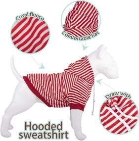 img 2 attached to 🐶 Striped Red Dog Hoodie Sweatshirt Pet Clothes with Hat - Size L