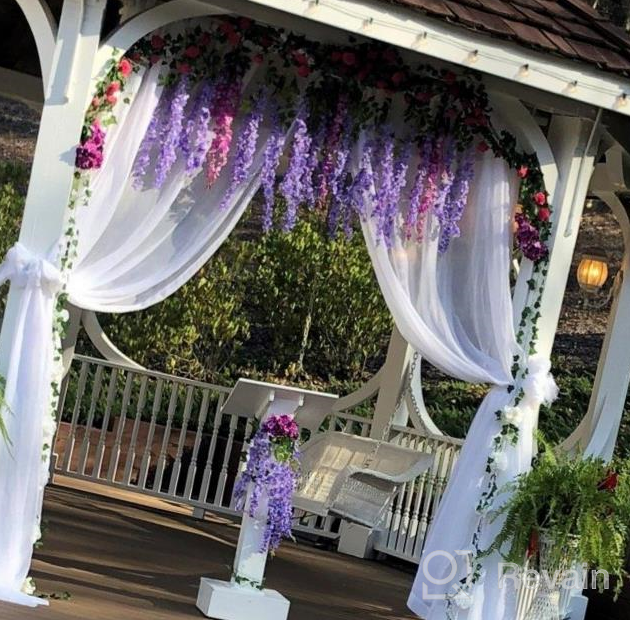 img 1 attached to 6Pcs Purple Artificial Silk Wisteria Vine Rattan Garland - Perfect For Weddings, Parties & Home Decorations! review by Joe Griffin