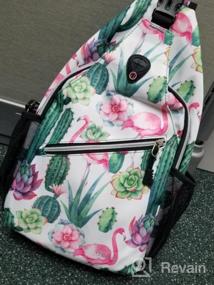 img 6 attached to MOSISO Sling Backpack For Travel And Hiking, Patterned Rope Crossbody Shoulder Bag With Cactus Design