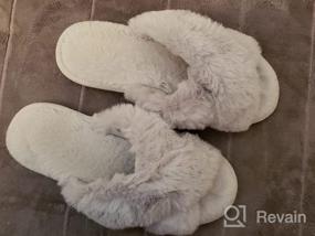 img 7 attached to Fuzzy And Fluffy Women'S Cross Band Slippers - Soft, Warm And Cozy House Shoes For Winter Indoor-Outdoor Use