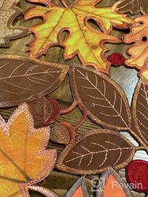 img 7 attached to Украсьте свой осенний декор набором Simhomsen из 4 вышитых листьев, подносами для стола - идеальное дополнение к празднованию Дня Благодарения и осеннего урожая!