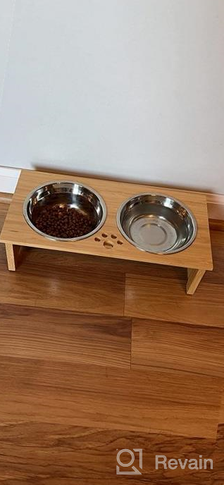 img 1 attached to Bamboo Elevated Pet Feeder With Anti-Slip Feet And Stainless Steel Bowls - Perfect For Cats And Small Dogs review by Tanya Meyers
