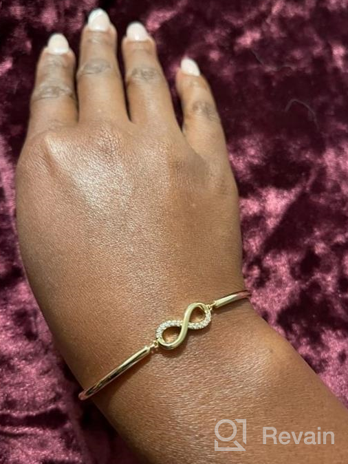 img 1 attached to 🎁 Elegant E 14K Gold Plated Infinity Love Bangles Bracelets: Timeless Womens Adjustable Gold Chain Bangle Bracelet - Ideal Mother's Day Jewelry Gift for Mom, Wife, Daughter, Sisters, Friendship, and Girlfriend review by Michelle Wilson