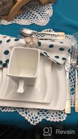 img 7 attached to MALACASA Mario Series Фарфоровая квадратная столовая посуда из 18 предметов на 6 персон с десертными тарелками, чашками и блюдцами цвета слоновой кости