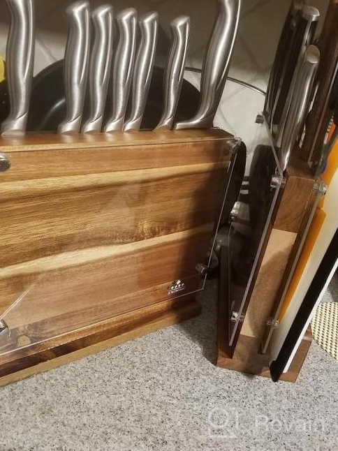 img 1 attached to Organize Your Kitchen With ENOKING'S Magnetic Knife Block - Natural Wooden Holder W/ Acrylic Shield Protection & Double-Sided Stand! review by Anthony Payton