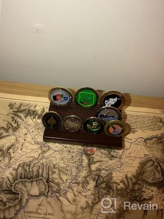 img 1 attached to 🪙 Premium Wood Stand Coin Holder: Display 12-16 Coins - US Army Military Collectible Challenge Coin Case review by Shane Yay