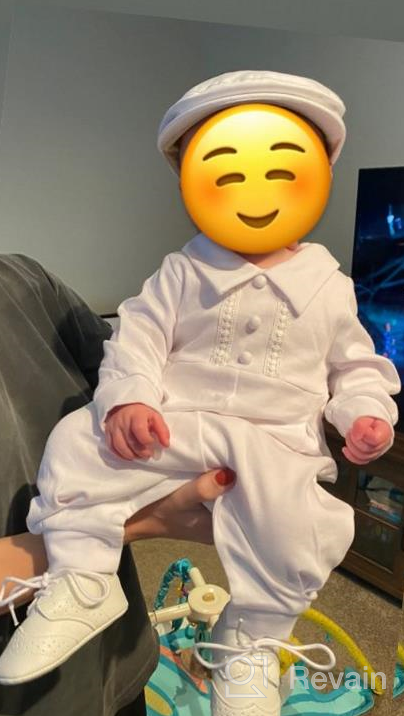 img 1 attached to Pureborn Unisex Baby Jumpsuit Infant Boys Girls Cotton Spring Fall Romper One-Piece Coverall Baptism Outfit White 0-24 Months review by Curtis Nice