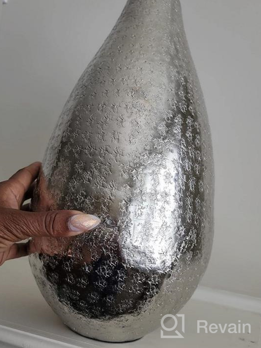img 1 attached to Hammered Aluminum Teardrop Vase By Torre & Tagus - Rustic Farmhouse Table Decor For Floral Displays And Centerpieces - Tall Silver Sculpture review by Matthew Owens