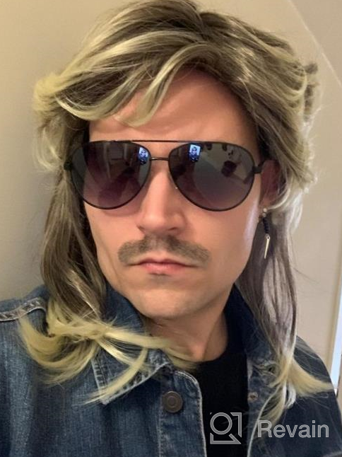 img 1 attached to 🎸 ALLAURA 80s Black Mullet Wig for Men: Wayne 70s 80 Disco Costume Wigs - Rocker Halloween Style review by Sandro Pierce