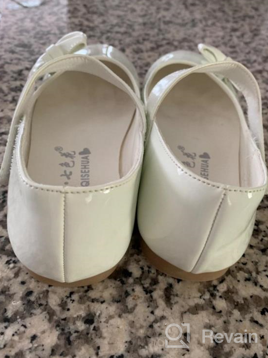 img 1 attached to WUIWUIYU Flower Girls Princess Casual Mary Janes Ballet Flats Cute Bow Back To School Uniform Dress Shoes review by David Berry