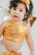 img 1 attached to Adorable 3Pc Princess Outfit Set For Toddler Baby Girls - Gold Sparkle Sequins Tops & Tutu Skirt! review by Kevin Parker