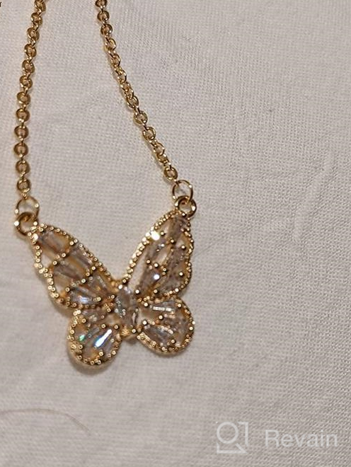 img 1 attached to 💎 AZNECK Birthstone Butterfly Pendant Necklace: Exquisite 18K Gold Plated Cubic Zirconia Choker Handcrafted Jewelry Gift for Wife/Girl | Ideal for Birthdays & Valentines Day | Includes Chain review by Josh Schweitzer