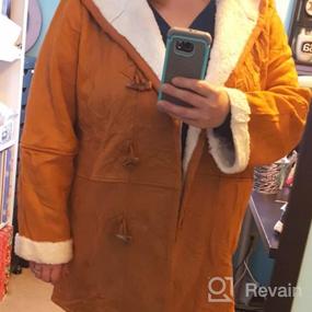 img 5 attached to AlvaQ Womens Winter Warm Lapel Sherpa Fleece Coat Faux Fur Inside Down Denim Jacket Outwear