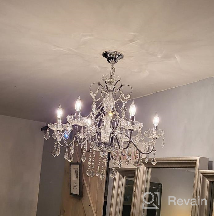 img 1 attached to Saint Mossi Crystal Chandelier Light Fixture Modern Chandelier Crystal Lighting , Crystal Pendant Raindrop Chandelier For Dining Room,Bedroom,Living Room,H23 X D24, 6-Light review by Josue Zepeda