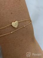 картинка 1 прикреплена к отзыву Тонкие браслеты с инициалами в виде сердечка Turandoss: персонализированное ювелирное изделие из позолоченного золота 14К для женщин и девочек. от Maili Silcox