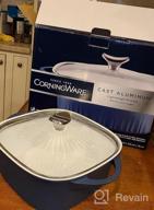 img 1 attached to CorningWare, Non-Stick 4 Quart QuickHeat Braiser With Lid, Lightweight, Ceramic Non-Stick Interior Coating For Even Heat Cooking, Perfect For Baking, Frying, Searing And More, French Navy review by Kristen Davis