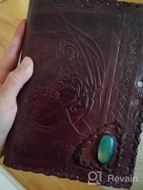 img 1 attached to Seven Stone Handmade Leather Journal Diary with Lock - Vintage Old Antique Writing Notebook for Men Women, Dnd Travel Bullet, Large Size, Cool Brown 8 Inch review by Vinay Kolluri