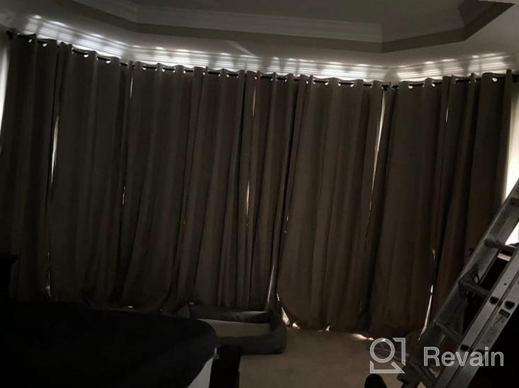 img 1 attached to Extra Wide Thermal Insulated Grey Grommet Curtain Drapes For Living Room/Sliding Glass Door - 100% Blackout Linen Look Patio Door Curtain 84 Inches Long Primitive Window Treatment Decoration review by Dan Venegas