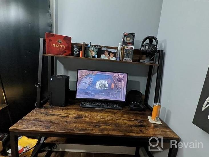 img 1 attached to Rustic Brown 47" Computer Desk With Hutch And Storage Shelves, Vipek Home Office PC Table Study Writing Desk, Space Saving Design review by Stephanie Armijo