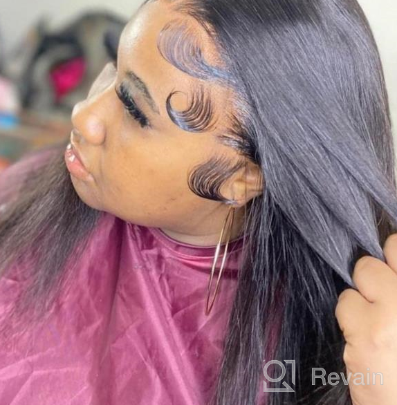 img 1 attached to 👩 ALLRUN Brazilian Body Wave Lace Front Wigs for Black Women - 30 Inch Human Hair Wigs with Pre Plucked Hairline and Baby Hair review by Aaron Gordon