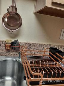 img 6 attached to Нержавеющий стальной стеллаж для сушки посуды большой вместимости с поддоном для слива, держателем для приборов и дополнительным ковриком для сушки посуды на кухонной столешнице
