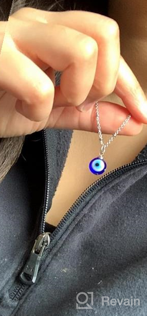 img 1 attached to Protective Evil Eye Necklace with Three Blue Amulets for Women, Men, and Girls - Dainty Silver/Gold Pendant review by Rick Rownd