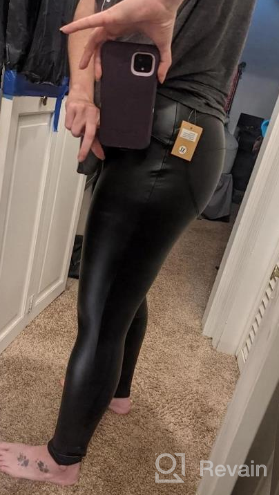 img 1 attached to Sexy Faux Leather Leggings For Women - SEASUM High Waisted Butt Lifting Black Pleather Pants Outfit review by Sabrina Hardy