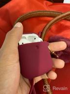 img 1 attached to AirPods 3 Case Cover 2021 Version Soft Silicone Fur Ball Keychain Girls Women Shockproof Protective Visible Front LED Wine Red review by Sameer Harder