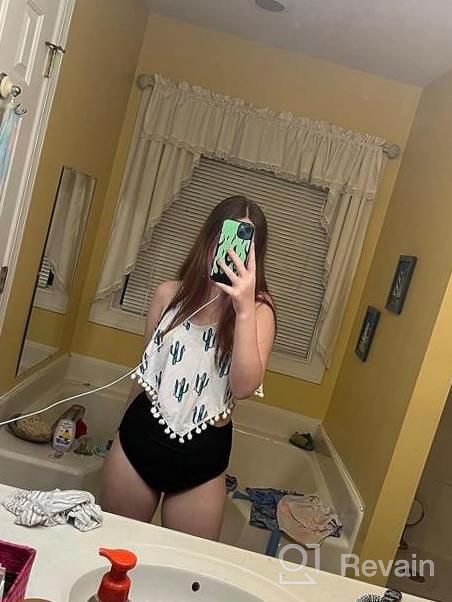 img 1 attached to Plus Size Flounce Top High Waisted Tankini Bathing Suit With Tummy Control Bottom - Vintage Two Piece Swimsuit For Women review by Stephen Hobbs
