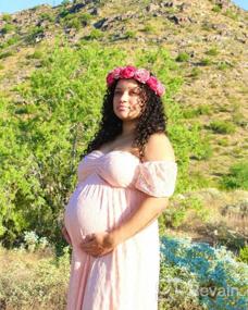 img 7 attached to JustVH для беременных с открытыми плечами и оборками, кружевное свадебное платье макси, платье для фотосессии
