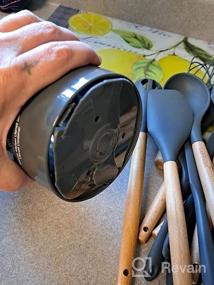 img 5 attached to Набор кухонных принадлежностей из силикона с деревянными ручками, 16 штук, не прилипающие, термостойкие, безопасные для здоровья инструменты для готовки без BPA в держателе от LeMuna - безвредные