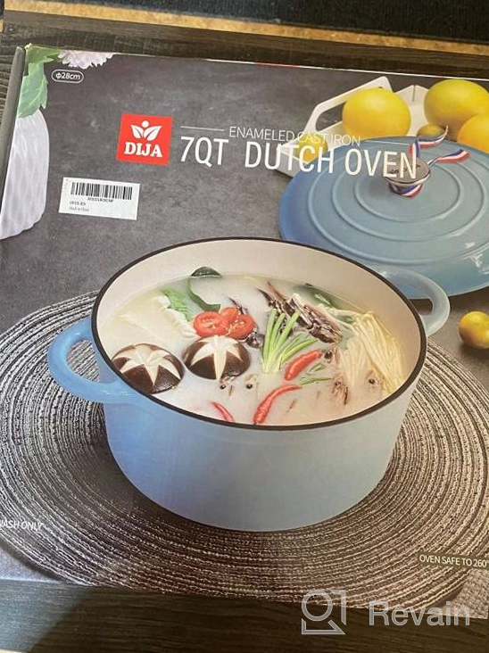 img 1 attached to Detailed review: DIJA Enameled Cast Iron Dutch Oven 4.5 Quart - Red, Nonstick 🍳 Round Pot with Lid, Side Handles, Mat - Ideal for Home Baking, Braising, and Cooking review by Mark Callaham