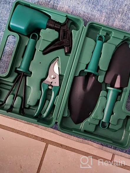 img 1 attached to 5-Piece Garden Tool Set - Gardening Hand Tools Kit With Tool Box For Yard Or Indoor Planting - Small Garden Essentials Gift For Gardeners And Lovers. review by Darryl Buck