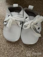 img 1 attached to Bebila Genuine Leather Lace-Up Oxford Baby Moccasins With Durable Rubber Soles For Girls And Boys review by Kathy Jones