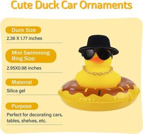 img 1 attached to Wonuu Car Rubber Duck Car Duck Decoration Dashboard Car Ornament For Car Dashboard Decoration Accessories With Mini Sun Hat Swim Ring Necklace And Sunglasses (A-Black Top Hat)