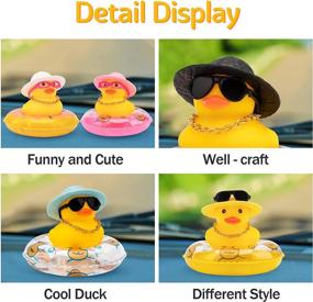img 3 attached to Wonuu Car Rubber Duck Car Duck Decoration Dashboard Car Ornament For Car Dashboard Decoration Accessories With Mini Sun Hat Swim Ring Necklace And Sunglasses (A-Black Top Hat)
