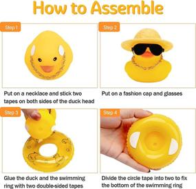 img 2 attached to Wonuu Car Rubber Duck Car Duck Decoration Dashboard Car Ornament For Car Dashboard Decoration Accessories With Mini Sun Hat Swim Ring Necklace And Sunglasses (A-Black Top Hat)