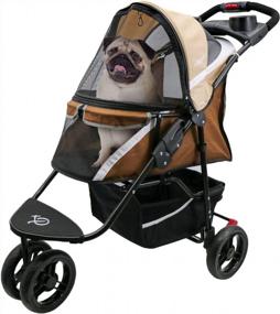 img 4 attached to Milky Way Brown Petique Stroller - революционная беговая дорожка для собак и кошек малого и среднего размера, вентилируемая тележка для собак для лучшего воздушного потока