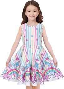 img 4 attached to Quedoris Christmas Printed Casual Twirly Dresses for Girls
