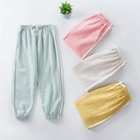 img 1 attached to 👖 PURMUME Baby Long Bloomers Slub Cotton Casual Pants Trousers for Boys and Girls, Ages 18 Months to 8 Years