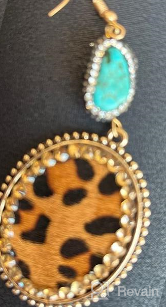 img 1 attached to 🐆 Stylish Vintage Leopard Print Dangle Earrings with AB Crystal and Turquoise Stone - Perfect Statement Jewelry Gift for Women and Girls! review by Bre Marie