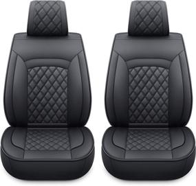 img 4 attached to 🚗 SLX-2 PCS Black Faux Leather Captain Car Seat Covers: Perfect Fit for SUV Sedans