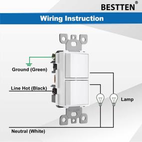 img 1 attached to Upgrade Your Home With A 5 Pack Of BESTTEN Double Light Switches - Dual Paddle Rockers And Wallplate Included!