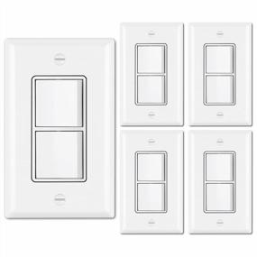 img 4 attached to Upgrade Your Home With A 5 Pack Of BESTTEN Double Light Switches - Dual Paddle Rockers And Wallplate Included!