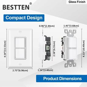 img 2 attached to Upgrade Your Home With A 5 Pack Of BESTTEN Double Light Switches - Dual Paddle Rockers And Wallplate Included!