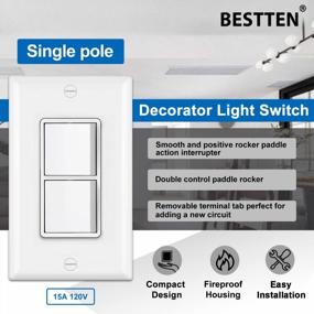 img 3 attached to Upgrade Your Home With A 5 Pack Of BESTTEN Double Light Switches - Dual Paddle Rockers And Wallplate Included!