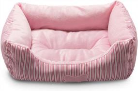img 3 attached to Cozy TC Fabric Pet Bed For Small Dogs And Cats With Self-Warming Technology - Pink Plush Design By Hollypet