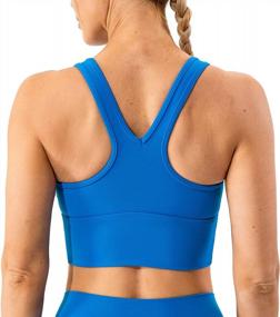 img 4 attached to Ruched Yoga Crop Bra Top For Women - Lavento'S Stylish V-Neck Racerback Sports Bra