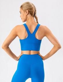 img 2 attached to Ruched Yoga Crop Bra Top For Women - Lavento'S Stylish V-Neck Racerback Sports Bra